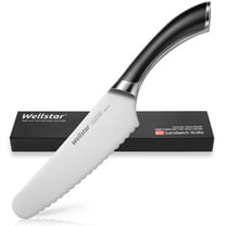 WELLSTAR Sandwich Knife, 6.5 inch German Stainless Steel Serrated Utility Knife for Bread