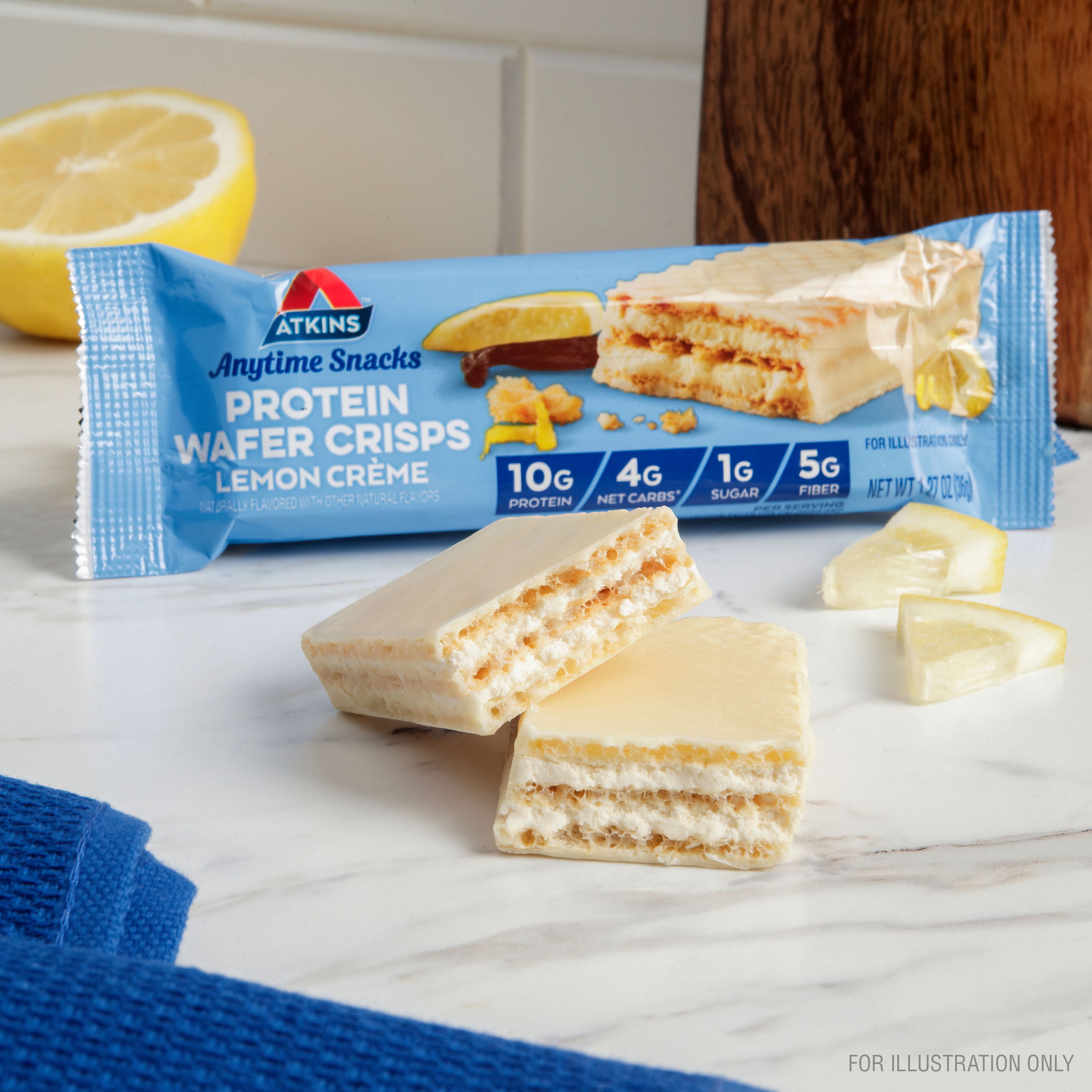 Atkins Snack, Protein Crisp Wafer, Lemon Creme, 10g Protein Dessert, Low Carb, 5 Count
