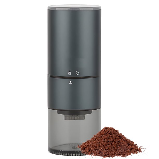 Molinillo de café eléctrico para moler silenciosamente Capacidad de grano de 25 g Núcleo de cerámica Tipo-C Molinillo de rebabas de aspereza ajustable continuo recargable con cepillo de limpieza