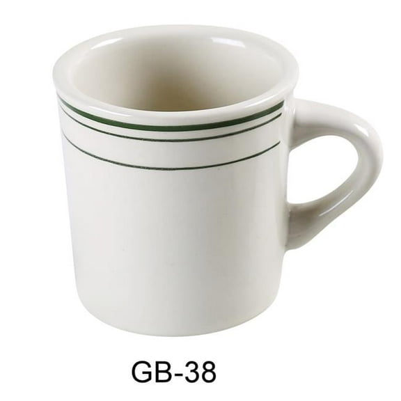 8 oz China Green Band Coffee & Tea Mug, White - 3.25 x 3 in. - Pack of 36