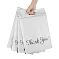 thumbnail image 1 of 100 Pieces Plastic Mailing Envelopes, Waterproof Strong Mailing Bags with Handle for Packing, Storage, Shopping, 32*40cm+6cm+5cm(White), 1 of 5