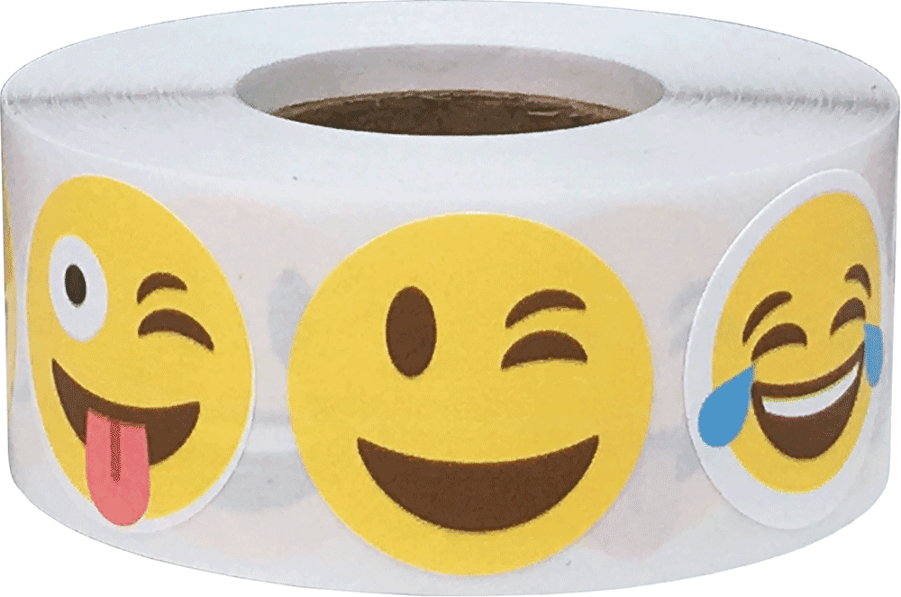Emoji Stickers Smiley Faces 6 Different Emojis 1 Inch Round Circle Dots 500 Adhesive Labels ...