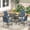 Black Table-Blue Chairs, variant on VOXBIN 9-Piece All-Weather Outdoor Garden Dining Set - 53" Round Table with 8 Stackable Fixed Chairs for Backyard Garden