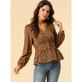 thumbnail image 2 of INSPIRE CHIC Women's Elegant Dots V Neck Smocked Ruffled Hem Peplum Top, 2 of 6