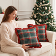 thumbnail image 5 of Christmas Plaid Decorative Throw Pillow Covers Green Red 18x18 | Scottish Tartan Cushion Case, Farmhouse Home Holiday Decor, Buffalo Check, Sofa Couch Bed Decorative Pillow Case, 5 of 5