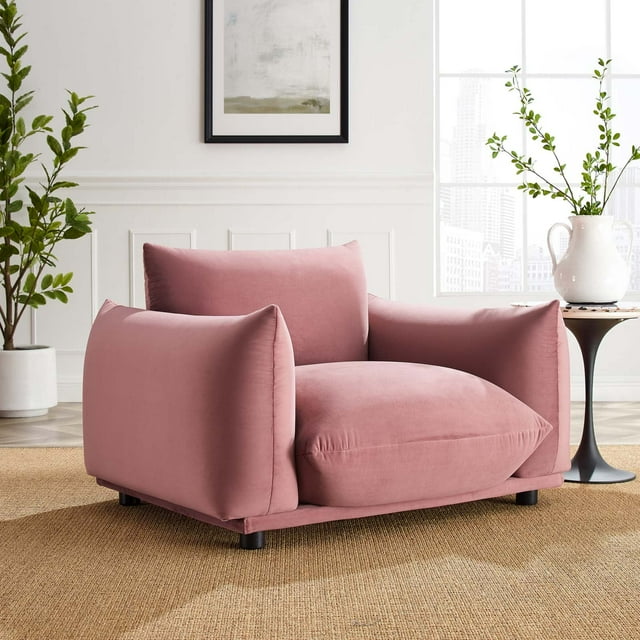 Modway Copious Performance Velvet Armchair, Dusty Rose