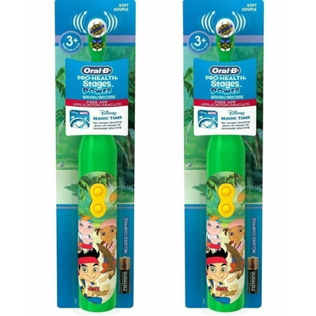 2 Kids Battery Operated Electric Toothbrush Disney Jake and Pirates Oral