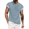 thumbnail image 2 of PNTUTB Men's Summer Casual Waffle Weave Short Sleeve Fashion Color Block Loose Comfort Crew Neck Pullover T Shirt, 2 of 6