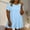 A143 Light Blue, variant on Women's Linen Plus Size Short Sleeve Mini Dress Crew Neck Ruffle Hem Tiered Tunic Dress Loose Fit Casual Summer Shift Dress Soft Breathable Flowy Dress for Daily Wear