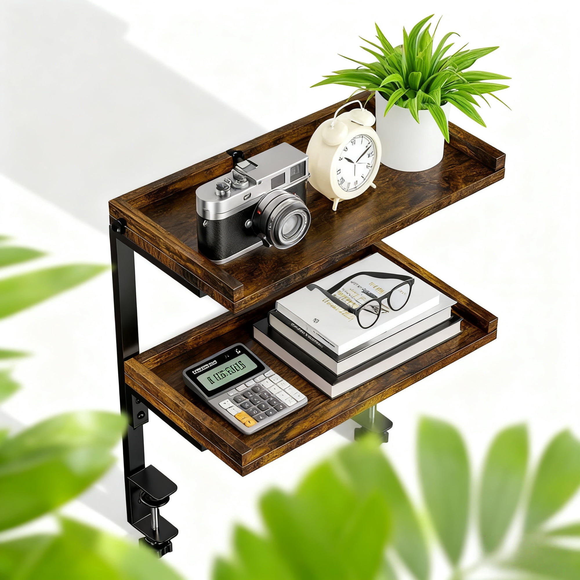 New Vintage Desktop Organizer Shelf, Easy Assembly Multi-Purpose Desk Storage Display Rack for Office, Kitchen, Countertop, Space Saving