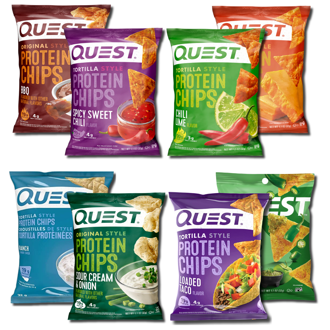 Quest Protein Chips Variety Pack, High Protein Low Carb Snack, 8 Flavors, 8 Count