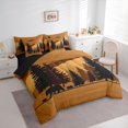 thumbnail image 2 of Manfei Family Bear 7-Piece King Bedding,Mountain Woodland King Bed in a Bag,Brown,Black Reversible, 2 of 7