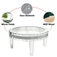 thumbnail image 6 of 35.5'' Round Glass Top Coffee Table with Crystal Inlay Modern Round Coffee Table Silver Accent Table for Living Room Decor, 6 of 9