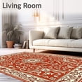 thumbnail image 2 of ODIKA 2'x3' Machine Washable Non-Slip Area Rug, Vintage Floral Swirl Arrangement High Traffic Rug with Pad, Red, 509689, 2 of 8