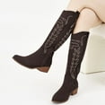 thumbnail image 5 of Ecetana Cowboy Boots for Women Wide Calf Cowgirl Boots with Classic Embroidered Chunky Heel Western Boots, 5 of 7