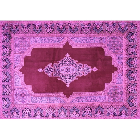 Ahgly Company Indoor Rectangle Medallion Purple Traditional Area Rugs, 4' x 6'