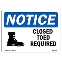 OSHA Notice Sign - Closed Toed Shoes Required | Plastic Sign | Protect Your Business, Construction Site, Warehouse & Shop Area |  Made in the USA