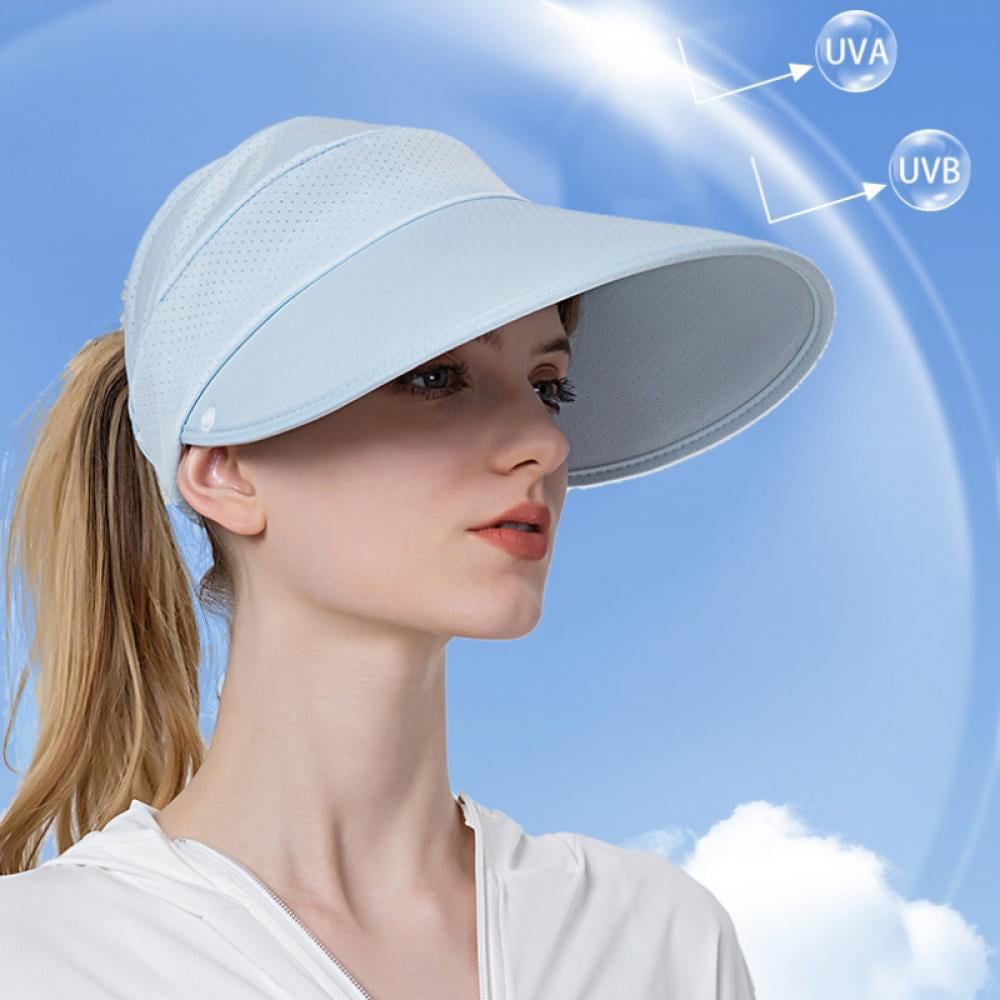 Sun Hats Ponytail for Women, Wide Brim Fishing Hat Foldable Beach Hat UV  Protection Bucket Hats with Neck Flap(Size:ML)
