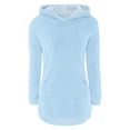 thumbnail image 4 of UACY Girls Fuzzy Fleece Sherpa Pullover Hoodie Sweatshirt V Neck Solid Color Fluffy Coat Pockets Cozy Warm Winter Outwear Kids Clothes (Light Blue, 7-8 Years), 4 of 5