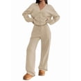 thumbnail image 3 of 2 Piece Lounge Sets for Women Oversized Button Up Cardigan Wide Leg Pants Matching Y2K Clothes Color XL, 3 of 9