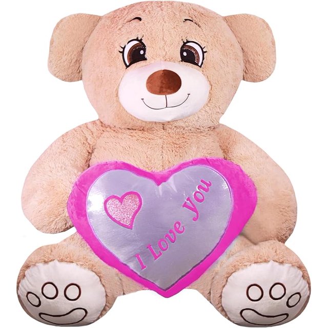 Pelucheria Oso Rechoncho Beige ILY con corazon Rosa