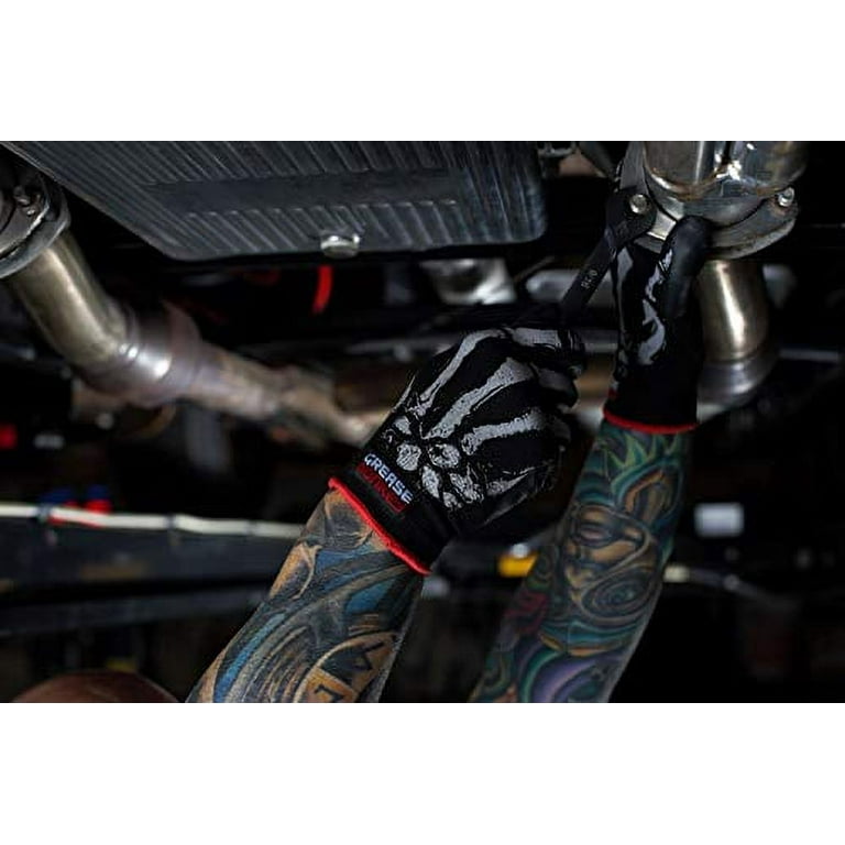  Grease Monkey Bone Series Foam Nitrile Mechanic Gloves with Grip,  Work Gloves and All Purpose Gloves, Bones, Medium : Tools & Home Improvement
