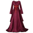 thumbnail image 5 of AOMPMSDX Maxi Dress for Women Vintage Retro Gothic Gown Dress Long Sleeve Lace Up Party Prom Dress, 5 of 6