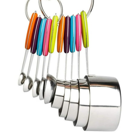 

HI.FANCY 10Pcs Stainless Measuring Cups Spoons Set Kitchen Tool Baking Teaspoon Kit