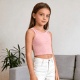 thumbnail image 6 of GiLiling Kids Solid Color Hollow Out Backless Camisole Vest Round Neck Fashion Top (Pink, 4-5 Years), 6 of 8