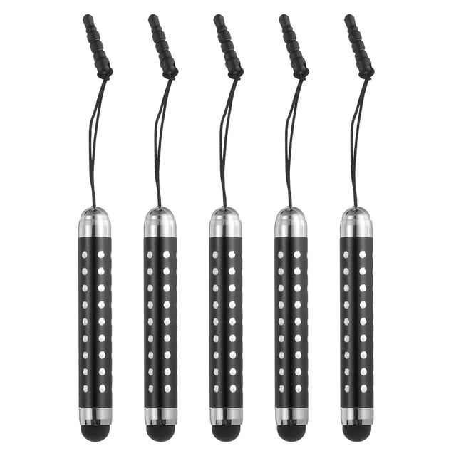 Unique Bargains 5pcs Stylus Pen for Touch Screens Retractable Mini Rhinestone Diamond Capacitive Pens for All Touchscreen, Black
