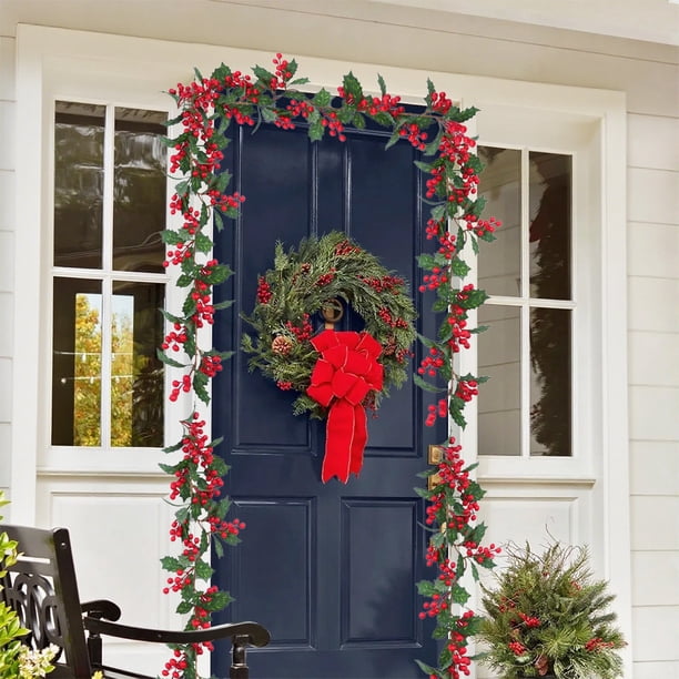 Decoración Navideña de Ratán con Ramas de Bayas, 170 Cm, Ramas de Plástico Flexible Multicolor, Decoración para Fiestas | Guirnalda Decorativa para Árbol de Navidad | Bodas, Cumpleaños y Uso Estacion