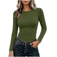 thumbnail image 3 of Tqcoqu Womens Long Sleeve Shirts Fitted Going Out Tops Basic Tee Casual Work Clothes Trendy Fall Outfits, 3 of 10