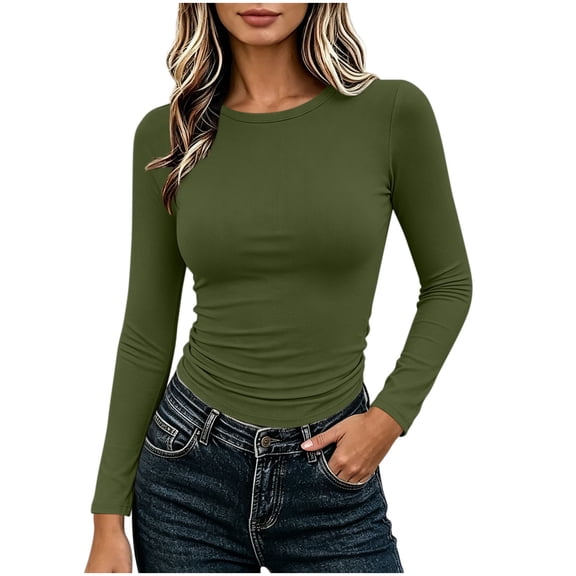 ByworldtasicNo Boundaries Womens Ribbed Crew Neck Long Sleeve Shirts Fitted Going Out Tops Crop Basic Tee Casual Trendy Top