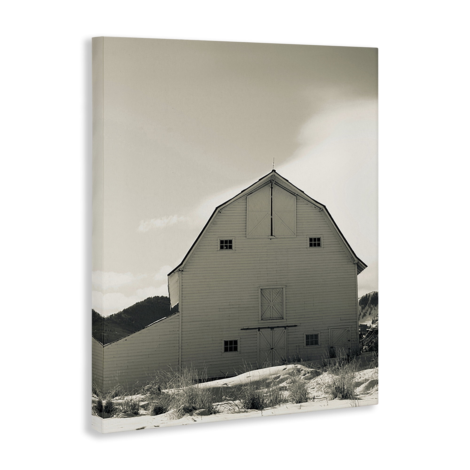 Stupell Industries Monochromatic Winter Barn Nautical & Beach Photography Wrapped Canvas Art Print Wall Art, 24 x 30