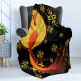 thumbnail image 4 of Birds Soft Flannel Fleece Throw Blanket, Mythical Fiery Phoenix Standing by the Fullmoon Ornamental Design, Cozy Plush for Indoor and Outdoor Use, 50" x 70", Vermilion Yellow, by Ambesonne, 4 of 5