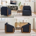 thumbnail image 6 of iooHug Mid-Century Chenille Upholstered Accent Chair, 250lbs Arm Chair with Wooden Frame for Living Room, Bedroom（Blue）, 6 of 7
