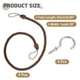 thumbnail image 2 of Uxcell 4 Pack Curtain Tiebacks, 75cm/29.5" Braided Drapery Holdback Holder Decorative Rope Tie Back with Metal Screw Hooks for Home Office Decor, Dark Brown, 2 of 7
