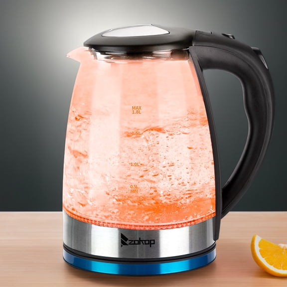 1.8L Electric Glass Water Kettle, 1200W 110V US Standard Plug Clear Glass Teapot for Home Kitchen Use