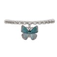 thumbnail image 4 of Women Silver Metal Chain Boot Bracelet Shoe Charm Blue Butterfly, 4 of 7