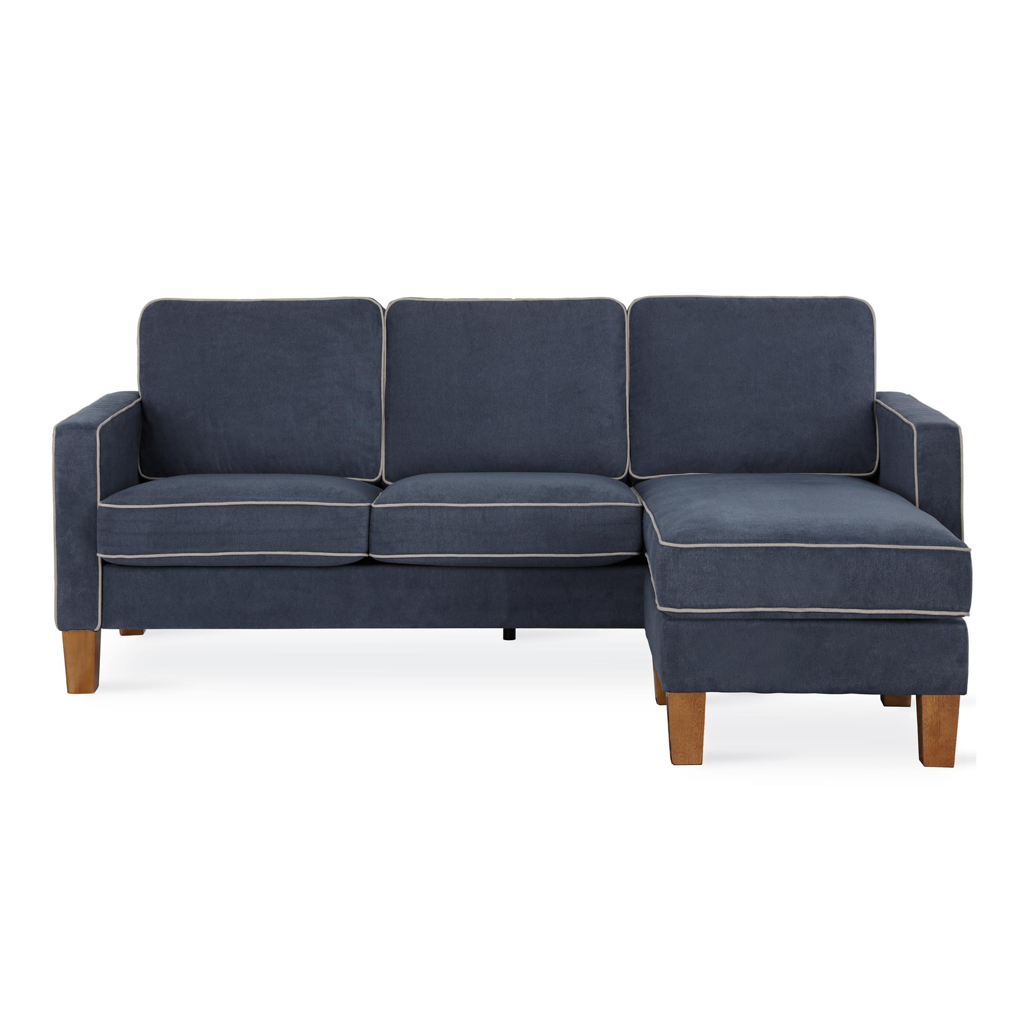 Novogratz Bowen Sectional Sofa with Contrast Welting, Blue, (Blue) - image 2 of 10