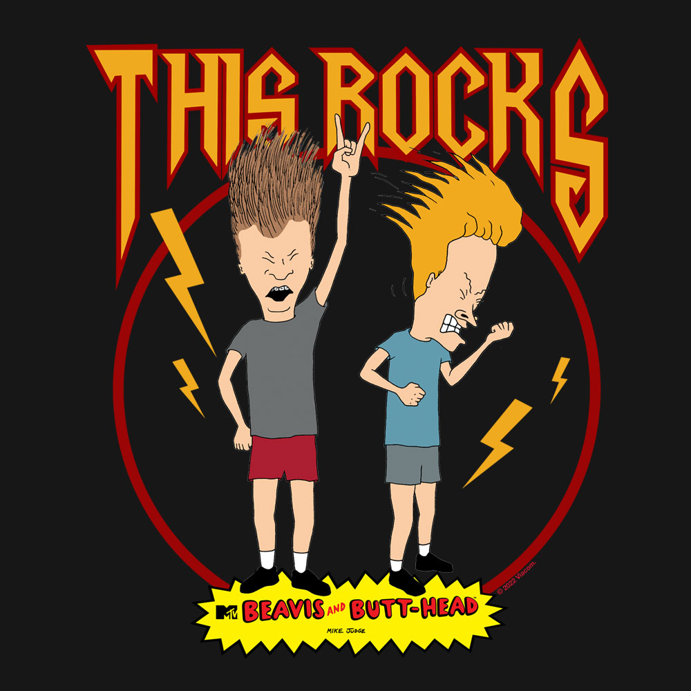 Tee Luv Men's Beavis and Butt-Head This Rocks Cartoon T-Shirt (XL