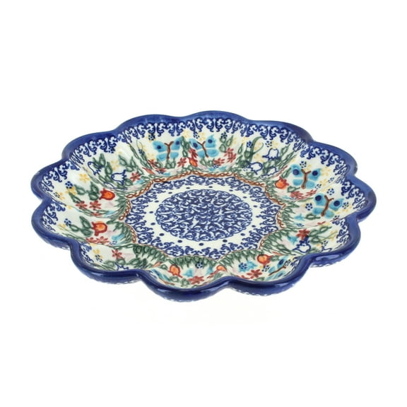 Blue Rose Polish Pottery Garden of Eden Egg Plate