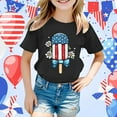 thumbnail image 2 of MIXUE Toddler Girls Tops & T-Shirts Summer Fourth Of July Independence Day Ice Cream Print Round Neck Short Sleeve Casual Party Tshirts Holiday Wear,Black,3-4 Years, 2 of 4