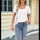 thumbnail image 4 of Blusas Tipo Túnica para Mujer, Holgadas, de Corta, con Cuello Redondo, Informales, de Verano L, 4 of 10