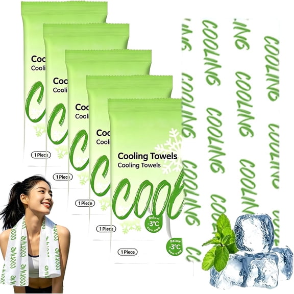 Instant Cooling Body Towel Wipes, Menthol Cooling Towel for Neck, Summer Heat Relief for Sports Travel(5Pcs)