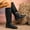 Black, variant on Womens Knee High Boots, PU Leather Pull-On Chunky Heels 2025 Wide Calf Tall Boots Yellow US8.5