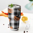 thumbnail image 3 of 30oz Checkered Halloween Pumpkin Pattern Tumblers Stainless Steel Tumbler with Lid and Straw,Vacuum Insulated Double Wall Travel Tumbler Cups Mug with Cleaning Brush for Coffee,Tea, 3 of 7