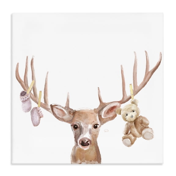 Stupell Industries Eclectic Baby Girl Deer Antlers Canvas Art, 17 x 17, by Ali Lynne