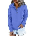 thumbnail image 2 of Hoodies for Women Pattern Letter Printing Pullover Sweatshirt Pullover Oversized Hoodie Fashion Blouse Long Sleeve Shirt Hoodless Zip up track Jackets with Pocket Sky Blue, L, 2 of 4