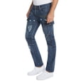 thumbnail image 4 of Mens Slim Fit Distressed Moto Zipper Cargo Jeans by Trillnation, 4 of 5